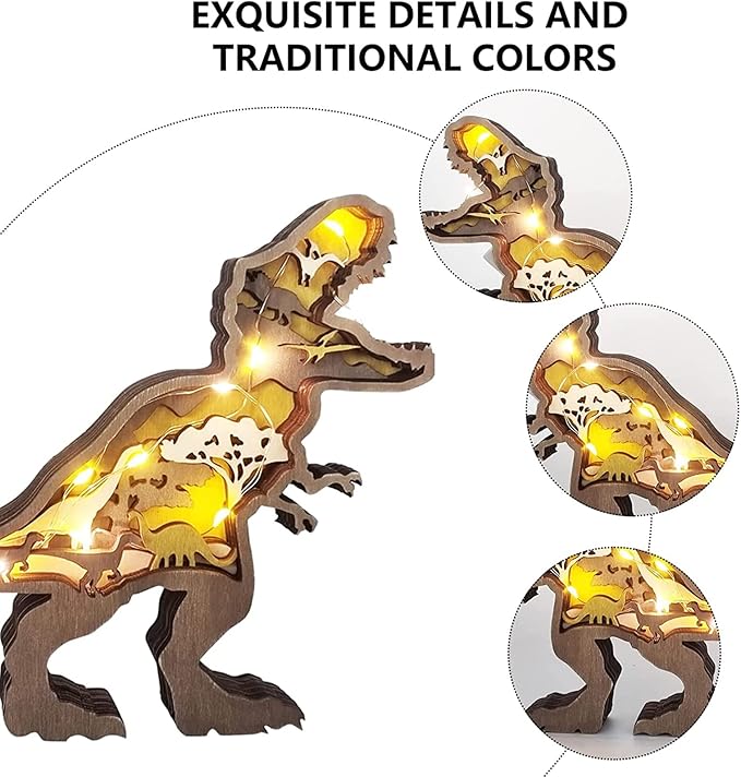 Wooden Dinosaur Light Decoration - Dinosaur Hub