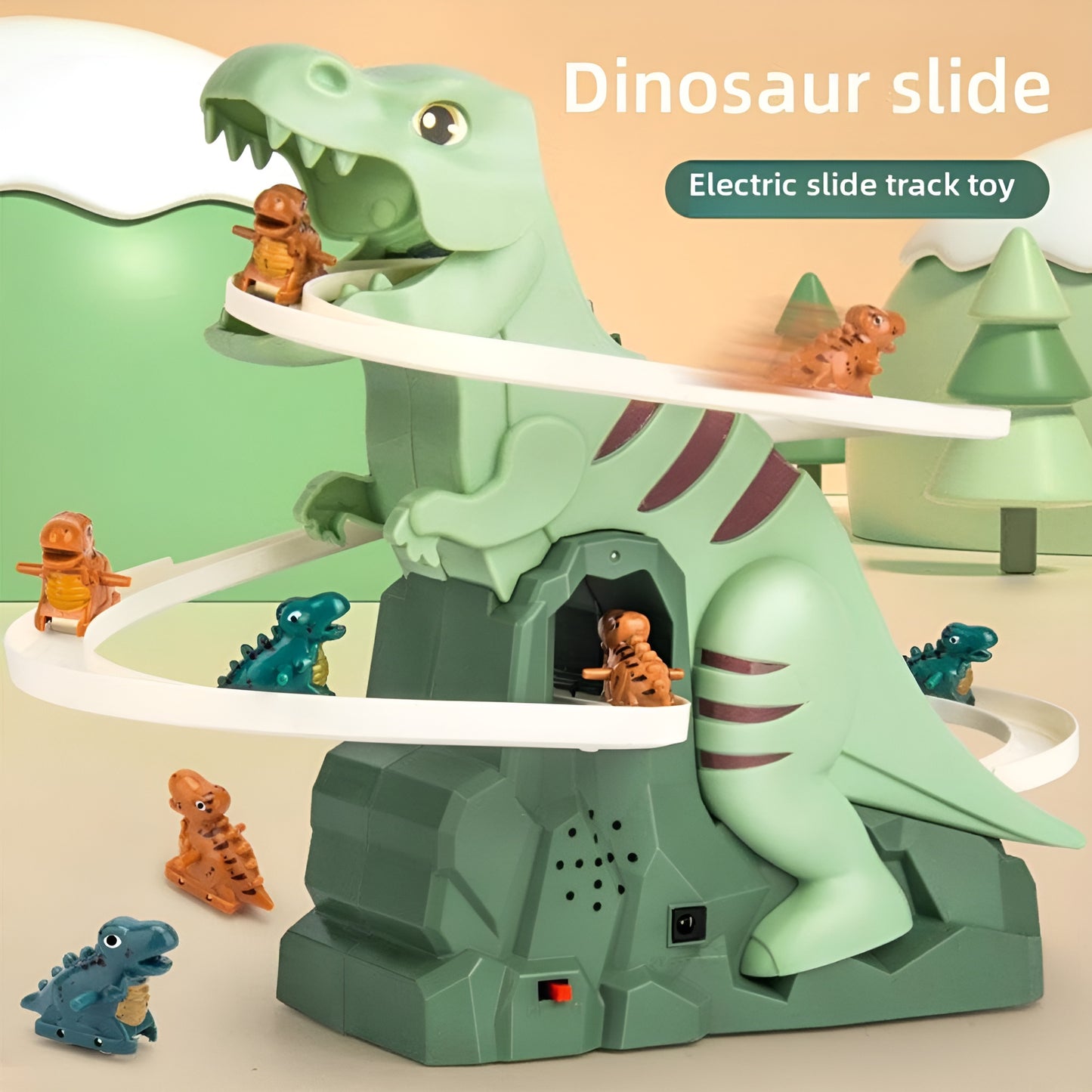 Juego de pista de carreras de persecución de dinosaurios: ¡escalada, deslizamiento y diversión musical!