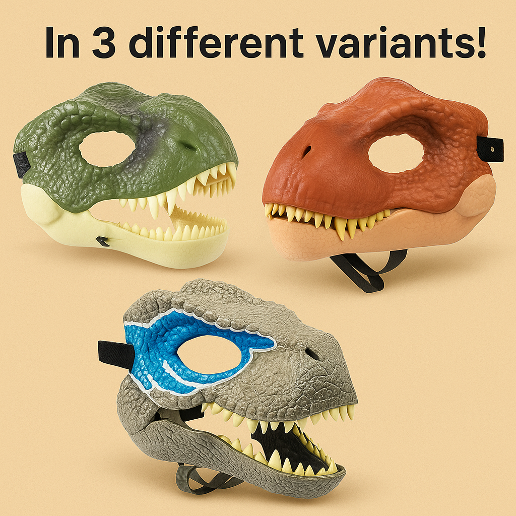 Velociraptor / T. Rex Dinosaur Mask – Realistic Moving Jaw Cosplay Mask!
