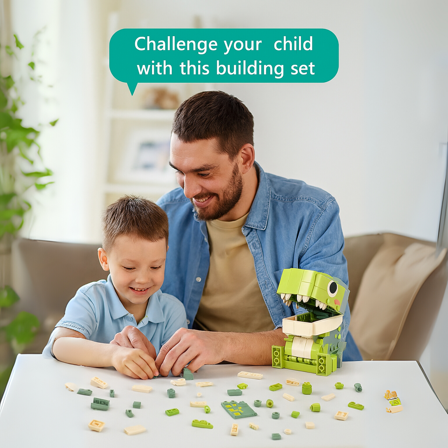 2 in 1 Dinosaur Toys Building Block Birthday Piggy Bank for Kids 5-9 Years