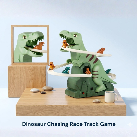 Dinosaur Chasing Race Track Game Set – Climbing, Sliding & Musical Fun!