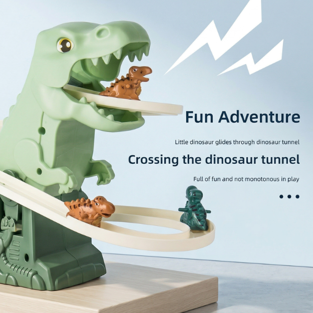 Dinosaur Chasing Race Track Game Set – Climbing, Sliding & Musical Fun!