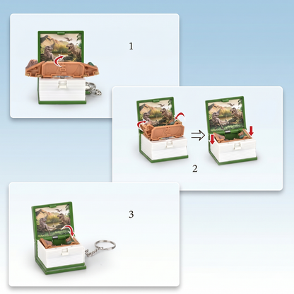 Dinosaur toys Folding Pop-Up Book Keychain
