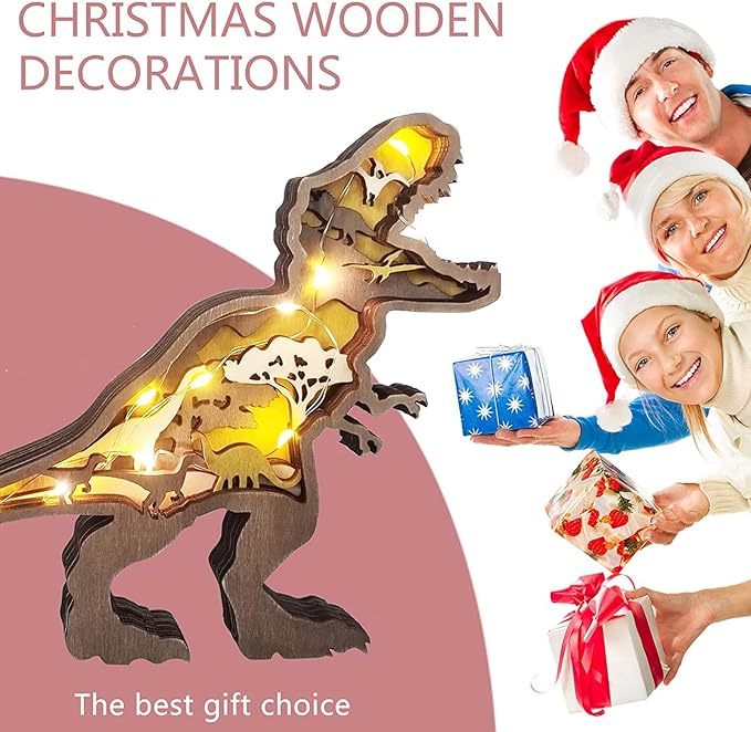 Wooden Dinosaur Light Decoration