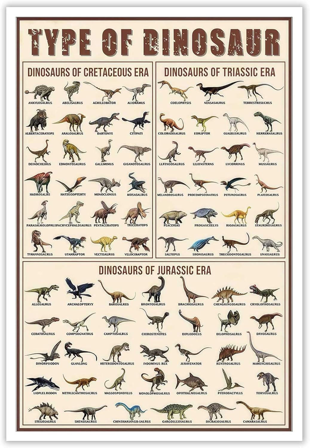 Types of Dinosaur Poster