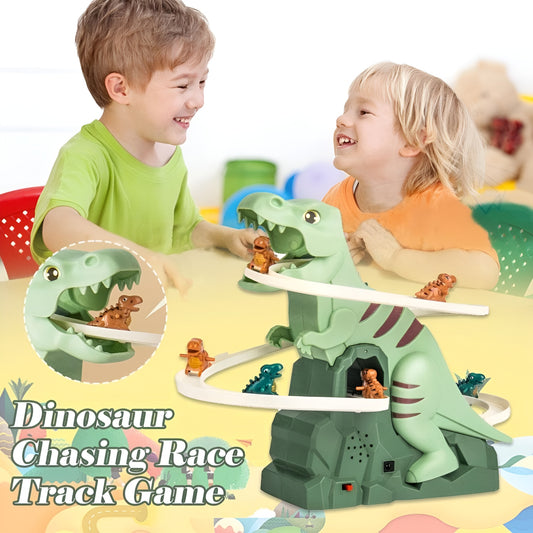 Dinosaur Chasing Race Track Game Set – Climbing, Sliding & Musical Fun!