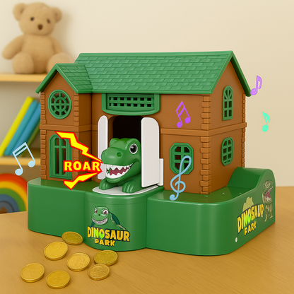 Children's Dinosaur Piggy Bank, Coin Stealing Cartoon Money Box, Automatic Electronic Music Gift, House Shape