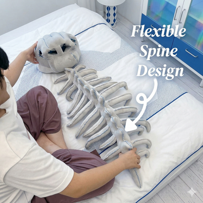 Large Dinosaur Skeleton Plush Cushion – Soft Dino Pillow (95cm & 125cm)