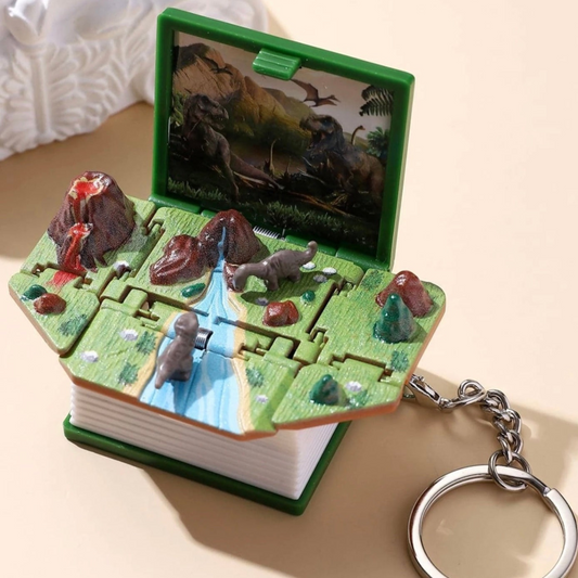 Dinosaur toys Folding Pop-Up Book Keychain