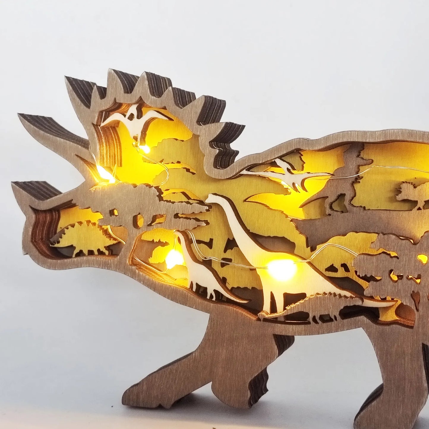 Wooden Dinosaur Light Decoration - Dinosaur Hub